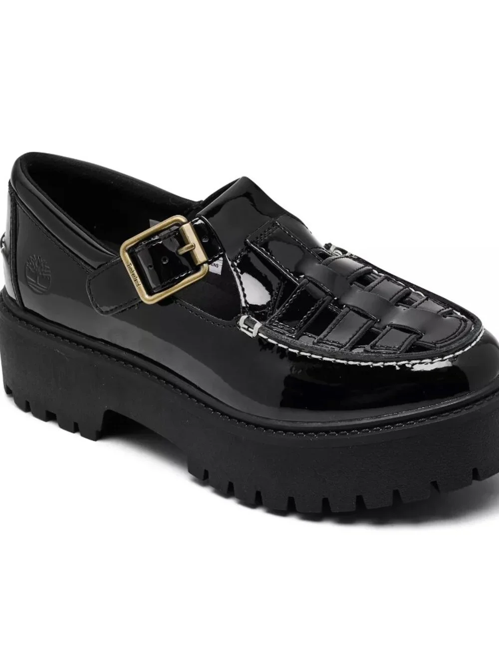 Timberland Women's Patent Leather Stone Street Platform Buckle Shoes, Size 7